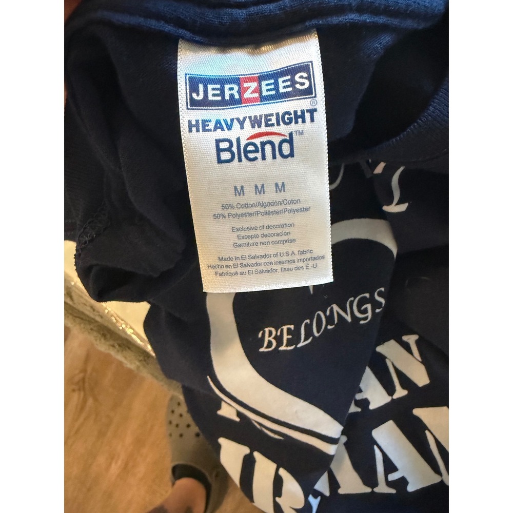 Jerzees Navy My Heart Belongs To An Airman Graphic T-Shirt Medium - Picture 4 of 4